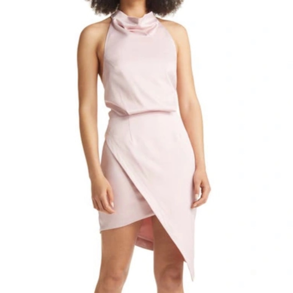 Elliatt camo asymmetric satin cocktail dress